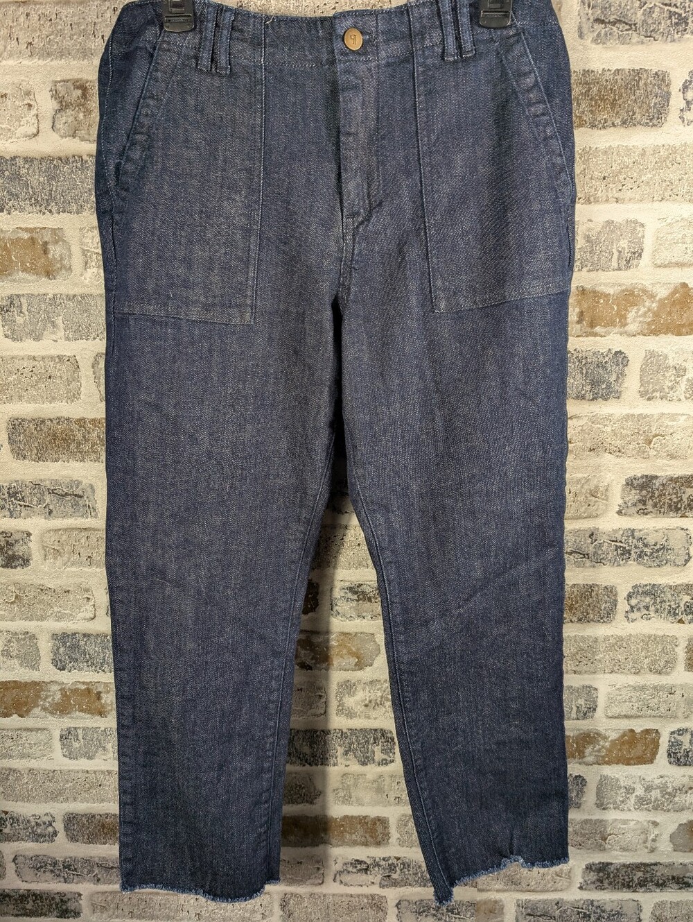Anthro Pilcro Dark Wash Straight Leg Utility Jeans, 30